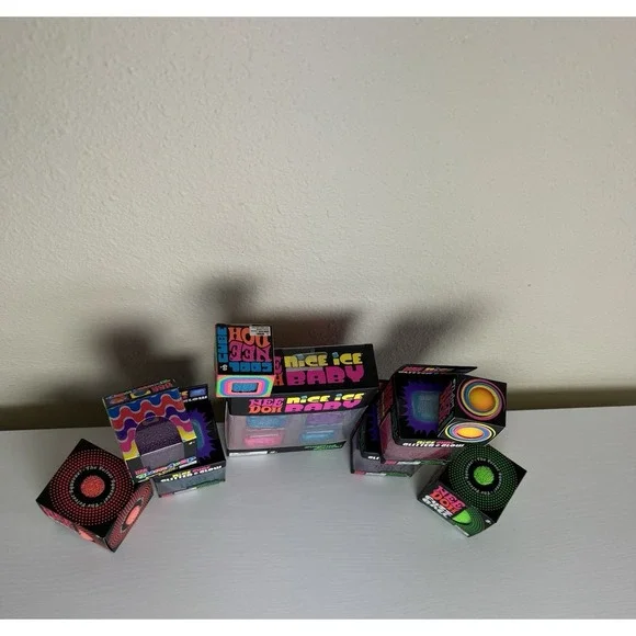 Nee Doh Viral Squish Bundle Lot Set Of 9 Toys. Cubes, Glob, Gumdrop, Fuzz Balls - Picture 4 of 4